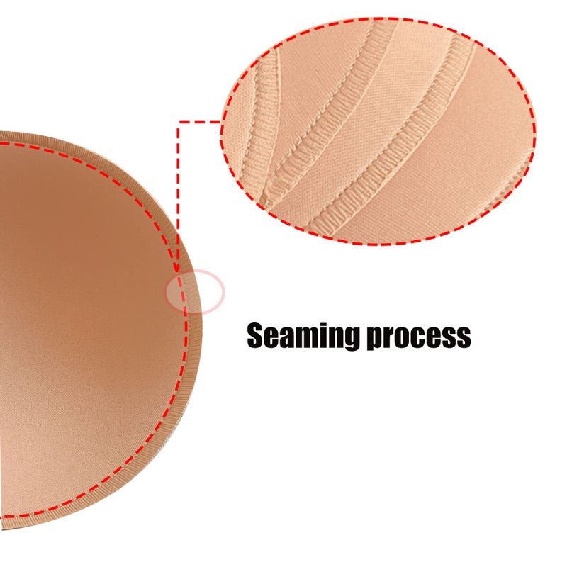 WMugthome 3 Pairs Round Seam Women's Removable Sports Yoga Bra pad, Bikini Top Bra Pads Insert (Beige,B Cup) - Image 4